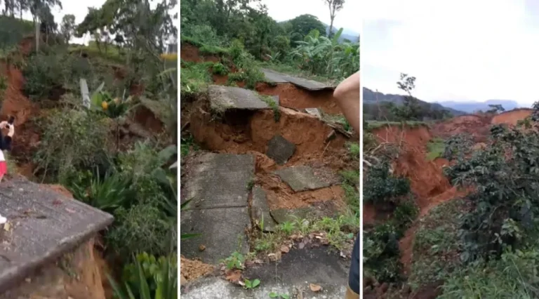 ¡Nunca antes visto! Así se derrumbó el cerro que acabó con la vía en Calderas, Barinas